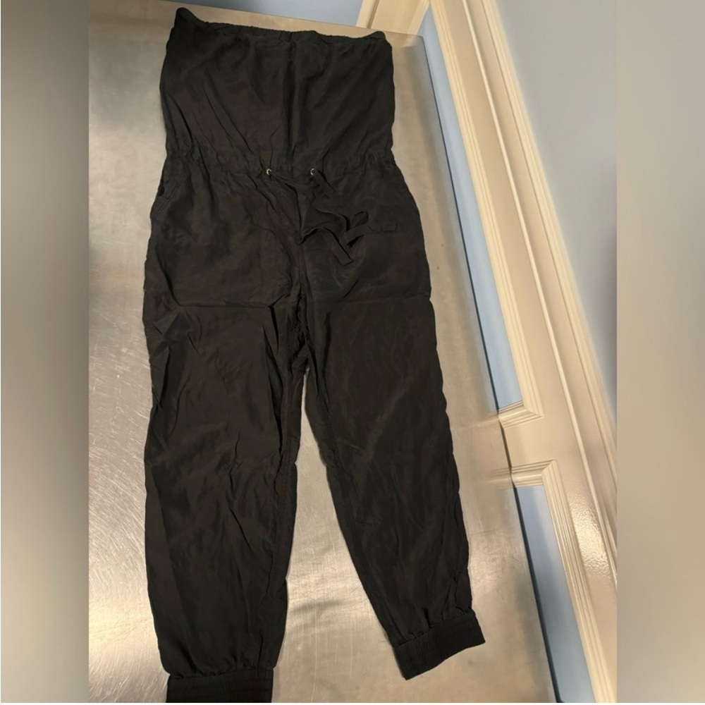 RW&Co - black silk strapless jumpsuit XL